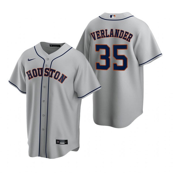 Men's Gray Houston Astros #35 Justin Verlander Cool Base Stitched Jersey